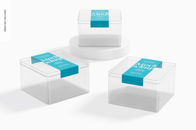 PSD square dessert container set mockup