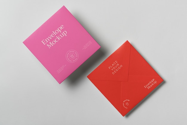 Square paper envelopes mock-up