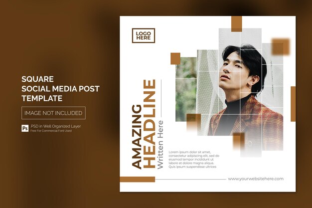 PSD square social media instagram post or web banner template with headline design concept