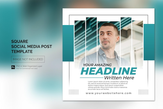 PSD square social media instagram post or web banner template with headline design concept