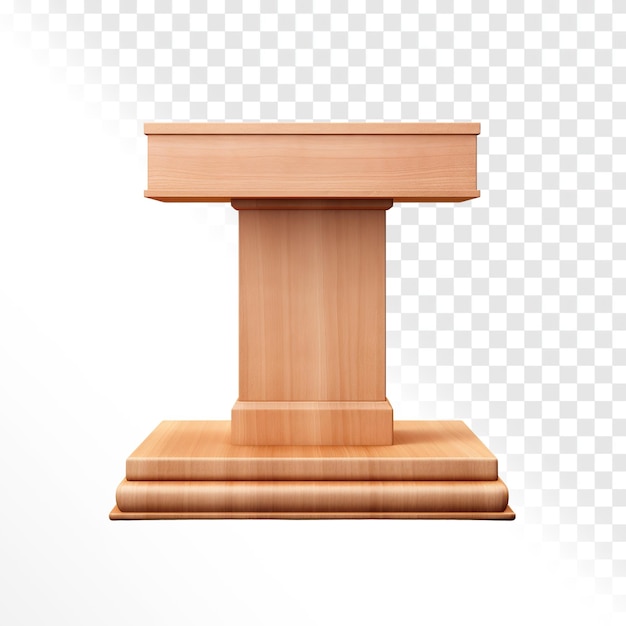 PSD square wooden podium isolated on transparent background