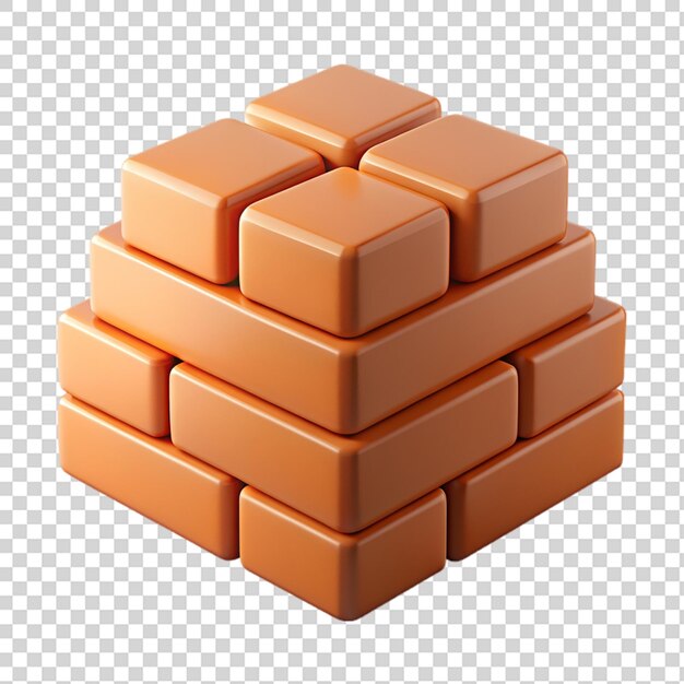 PSD stack of brick 3d isolated on transparent background