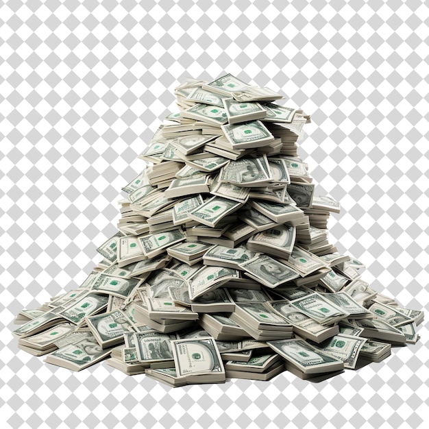 PSD stack of money isolated on transparent background png file format