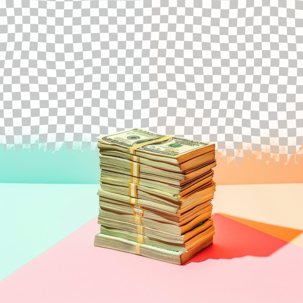 PSD a stack of money with a gold ribbon around it