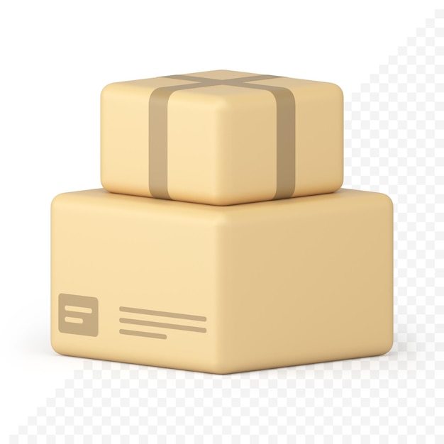 PSD stack of post parcel wrapped by craft paper isometric 3d icon realistic