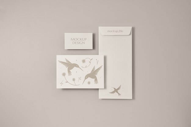 PSD standing up wedding invitation set mockup