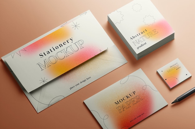 PSD stationery arrangement in studio mockup