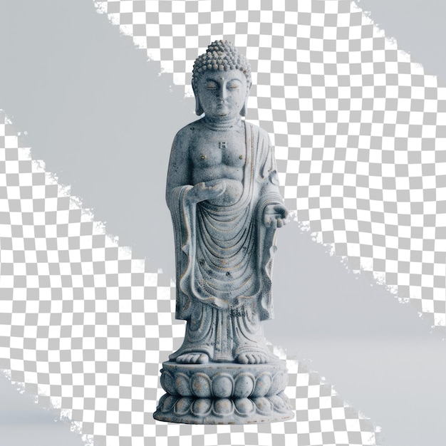 PSD a statue of buddha with a white background and the word buddha on it