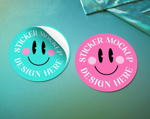 PSD sticker design mockup