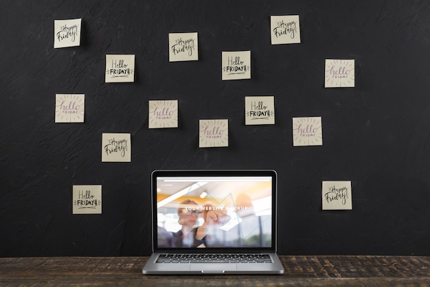 Still life with laptop mockup