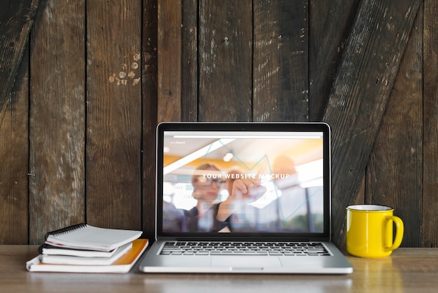 Still life with laptop mockup