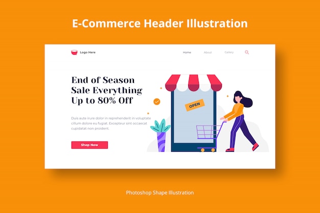 Store Shopping web template with flat illustration