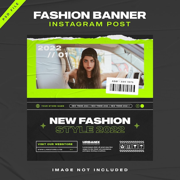 streetwear fashion instagram post banner design template