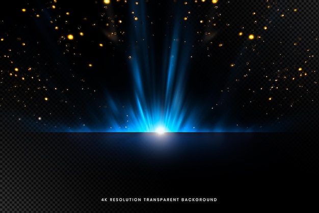 PSD studio lights blur sparkles on transparent background