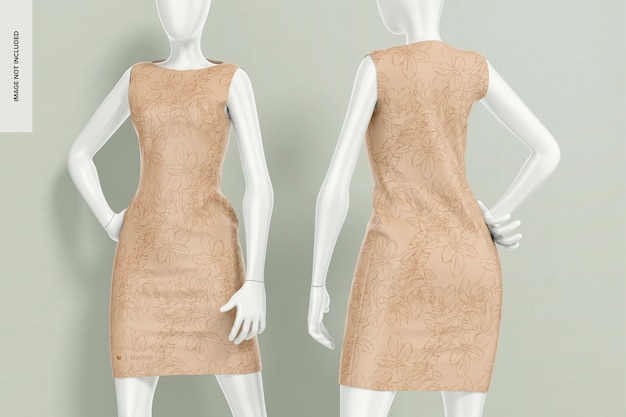 Stylish Short Dresses Mockup Front and Back View