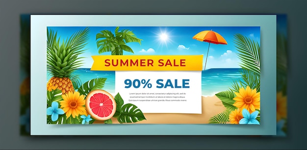 PSD summer banner background with beach vibes