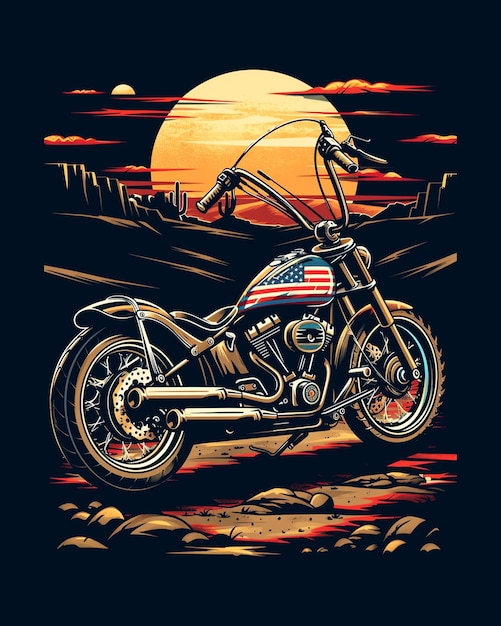 PSD summer motorcycle t shirt design template