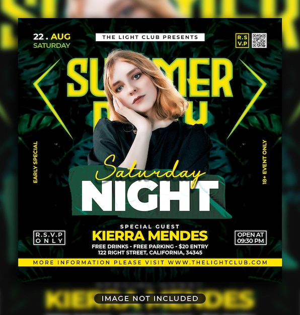 Summer party flyer social media post and web banner