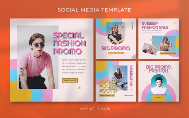 PSD summer retro fashion social media post banner layout