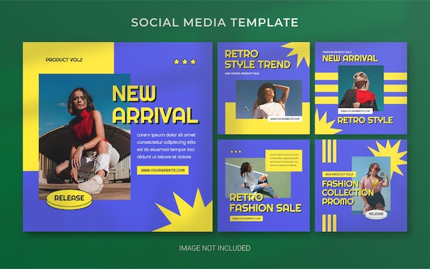 PSD summer retro fashion social media post banner layout