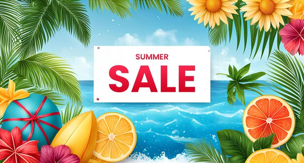 Summer sale beach banner template