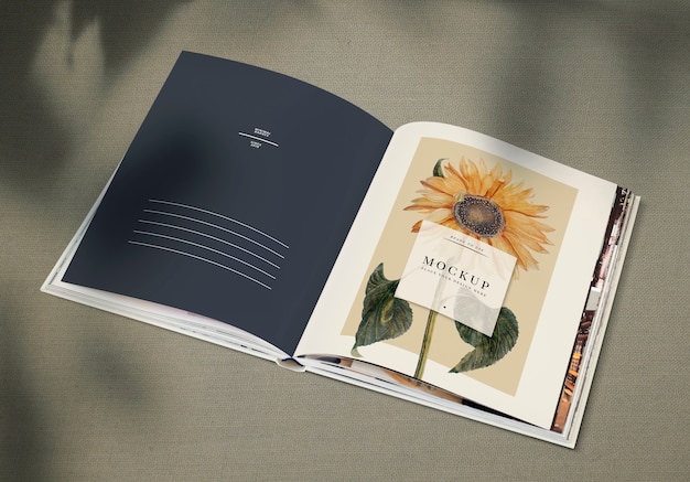 PSD sunflower on a magazine mockup