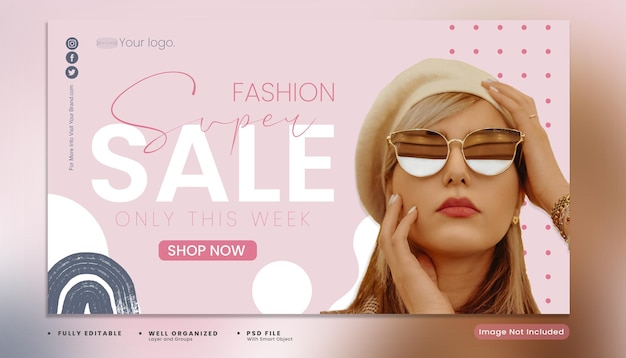 Super fashion sale banner template premium Psd