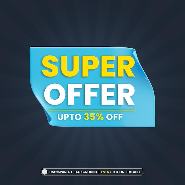 Super offer 35 off promotion banner with editable text