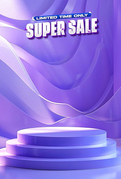 PSD super sale poster background template with podium display