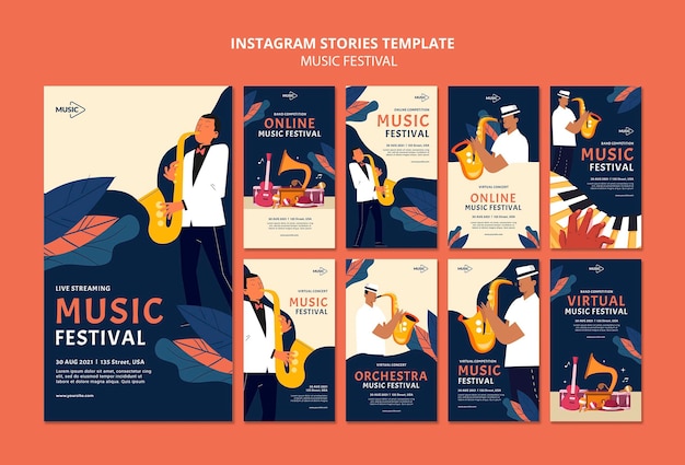 Szablon opowiadań na instagramie festiwal muzyczny