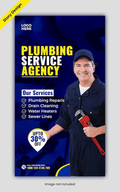 PSD szablon projektowania instagram plumbing service story