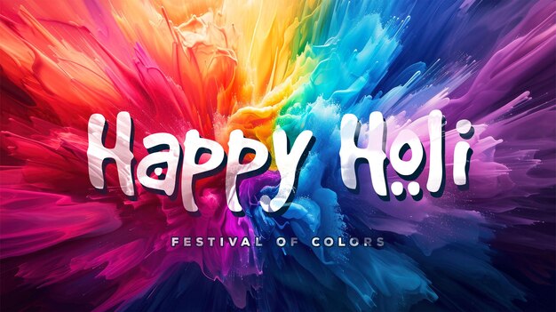 PSD szkółka z bannerem happy holi z kolorowym tłem