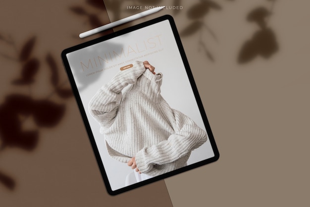 Tablet mockup with shadow overlay