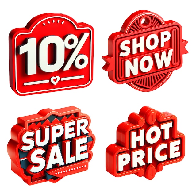 PSD tags labels and sales promotions in hd and 4k with white transparent background