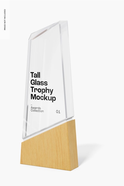 Tall Glass Trophy Mockup, Right View