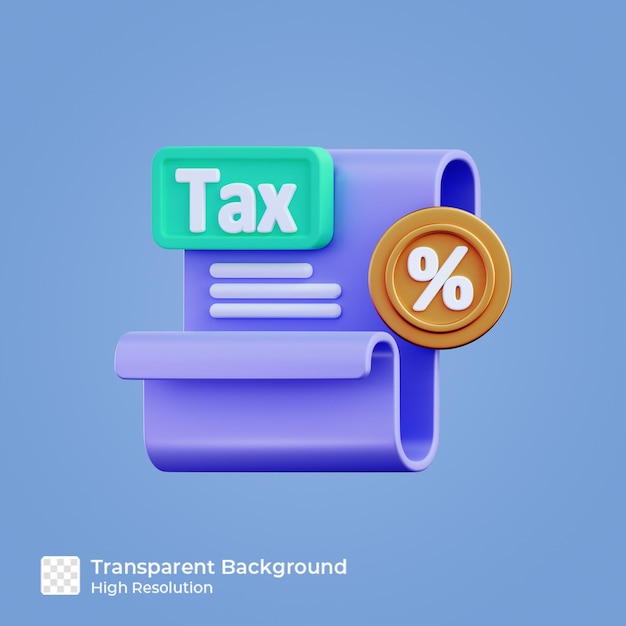 Tax icon 3D render illustration isolated premium psd