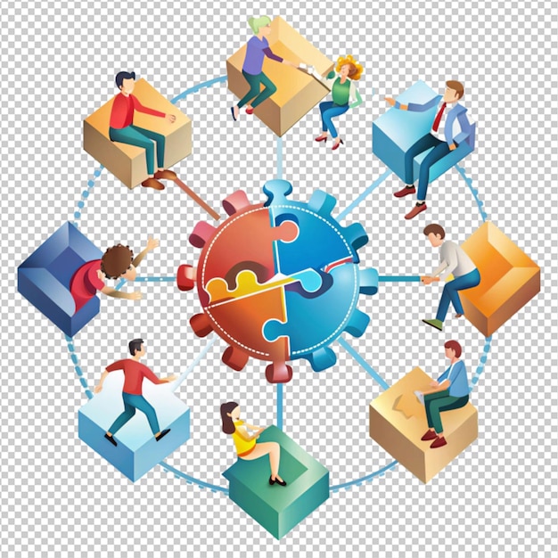 PSD a teamwork and collaboration diagram on white background