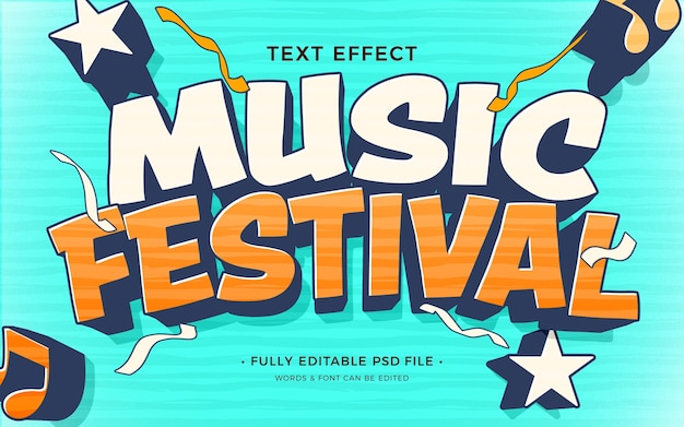 Tekst-effect van muziekfestival