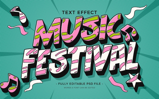 Tekst-effect van muziekfestival