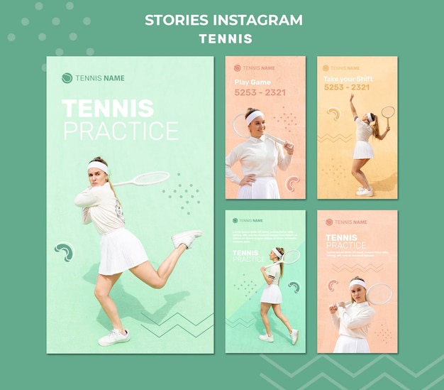 PSD tennis oefen instagram-verhalen