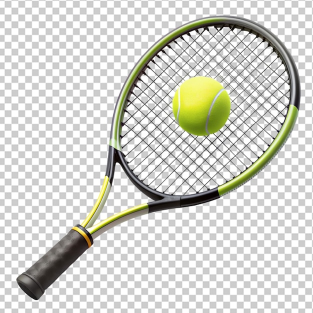 PSD tennis racket and ball on transparent background