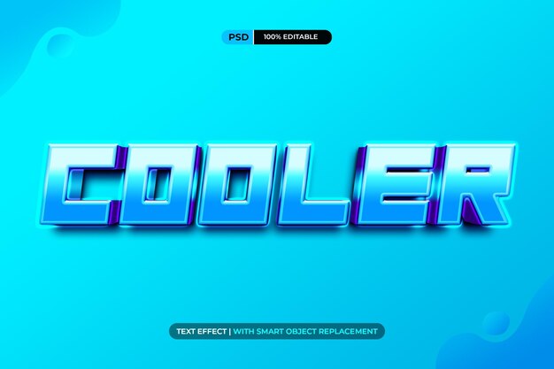 PSD text effect editable 3d blue shiny