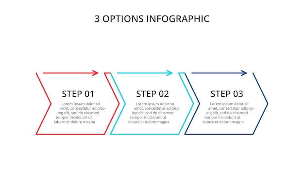 PSD thin line flat arrows for infographic business concept with 3 options parts steps or processes