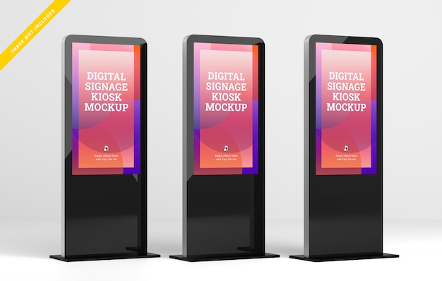 PSD three digital signage led display mockup.