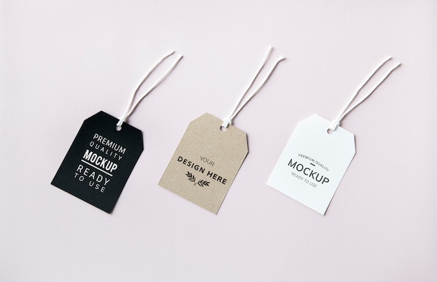 PSD three fashion label tag mockups