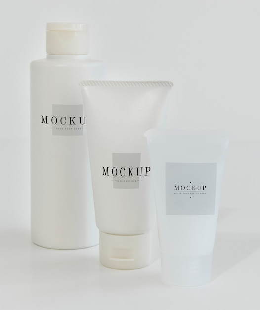 PSD three types of body care packaging mockups