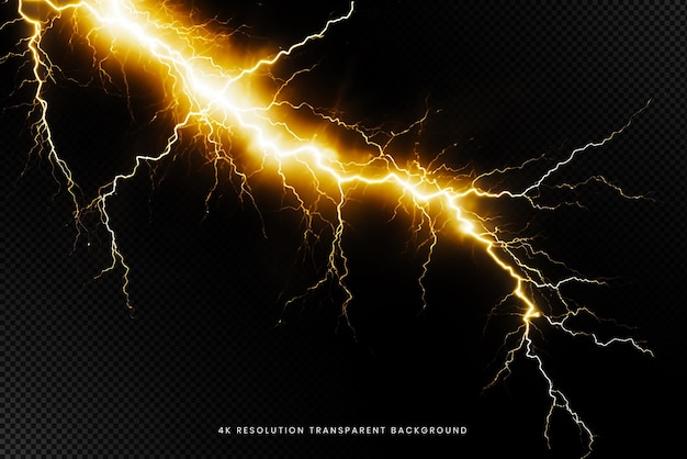 Thunderstorm lighting on transparent background