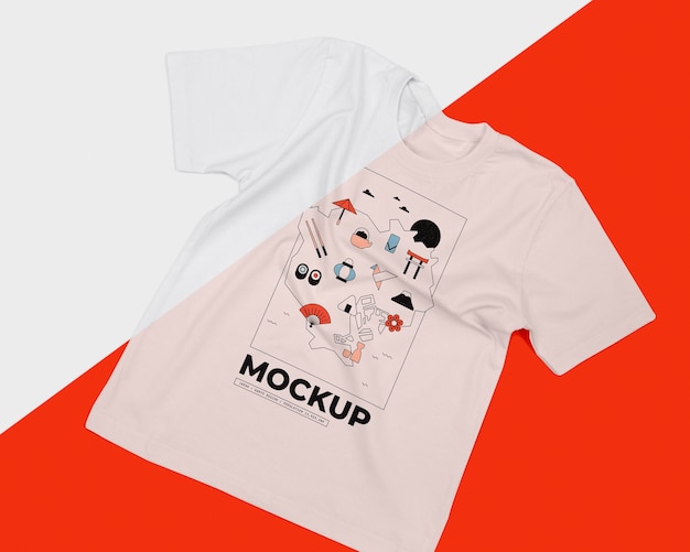 Top view of cute t-shirt concept mock-up