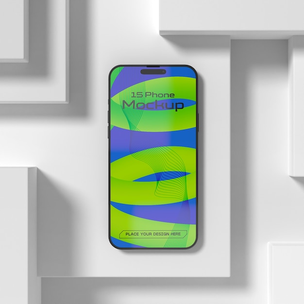 Top view over phone screen mockup