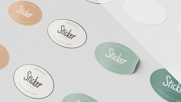 PSD top view sticker collection mock up